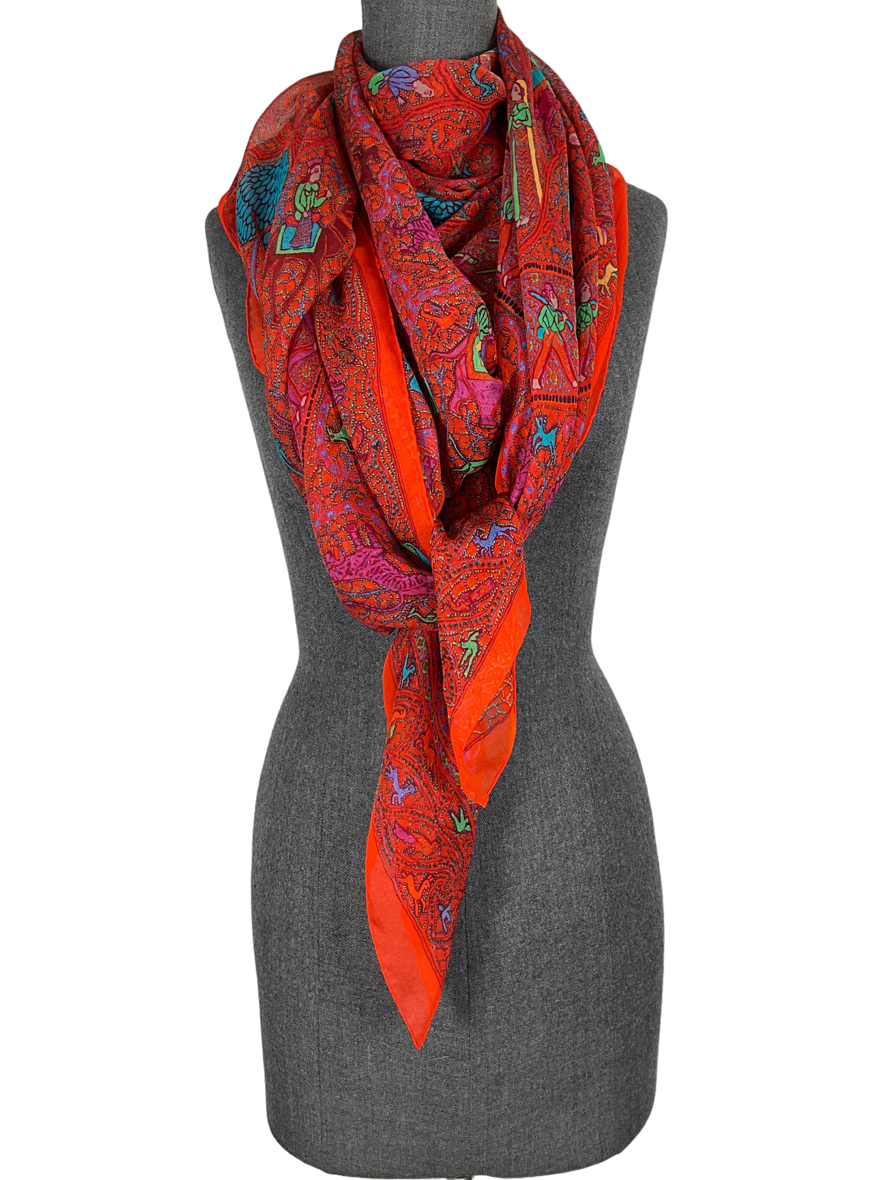 Hermes Institute Of Indology Silk Chiffon Scarf Shawl