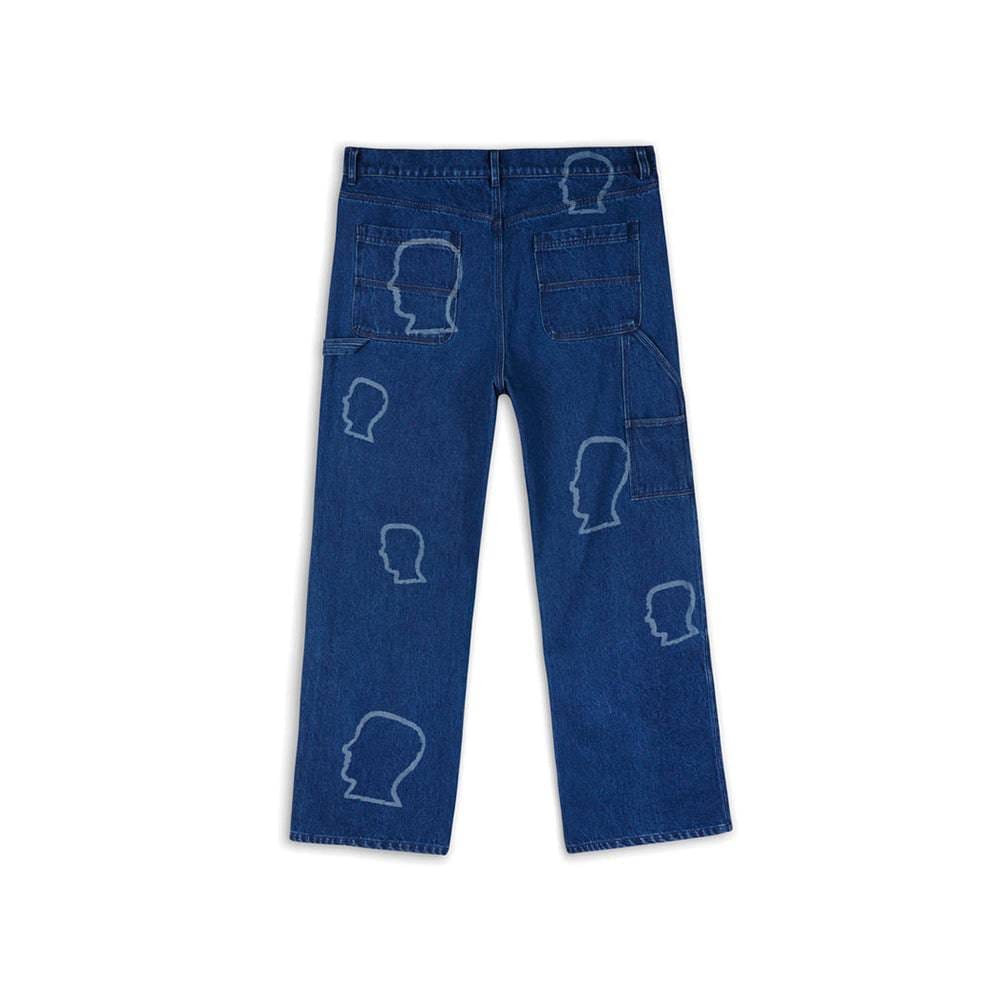 Brain Dead Logohead Denim Double Knee Utility Pant - Indigo