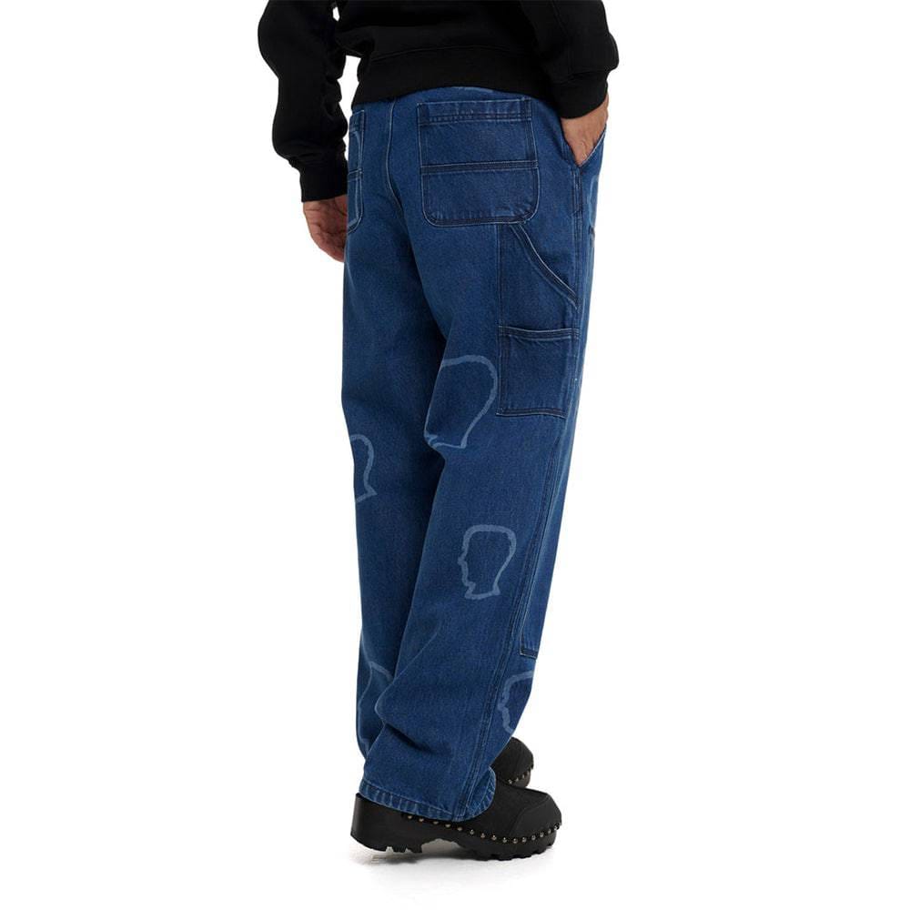 Brain Dead Logohead Denim Double Knee Utility Pant - Indigo