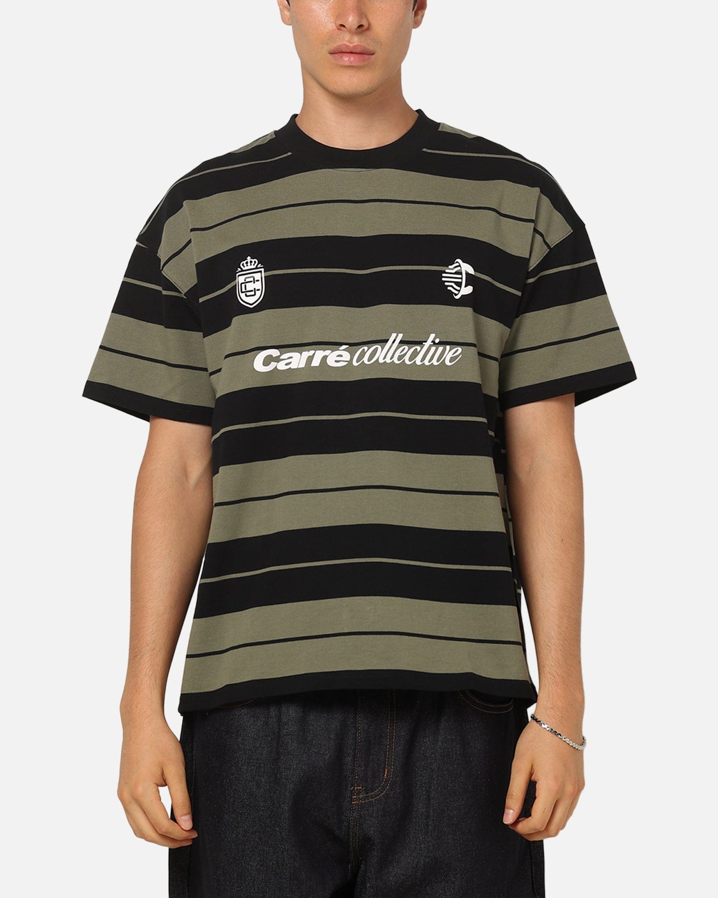 Carre Collective Stripe T-Shirt Black/Olive