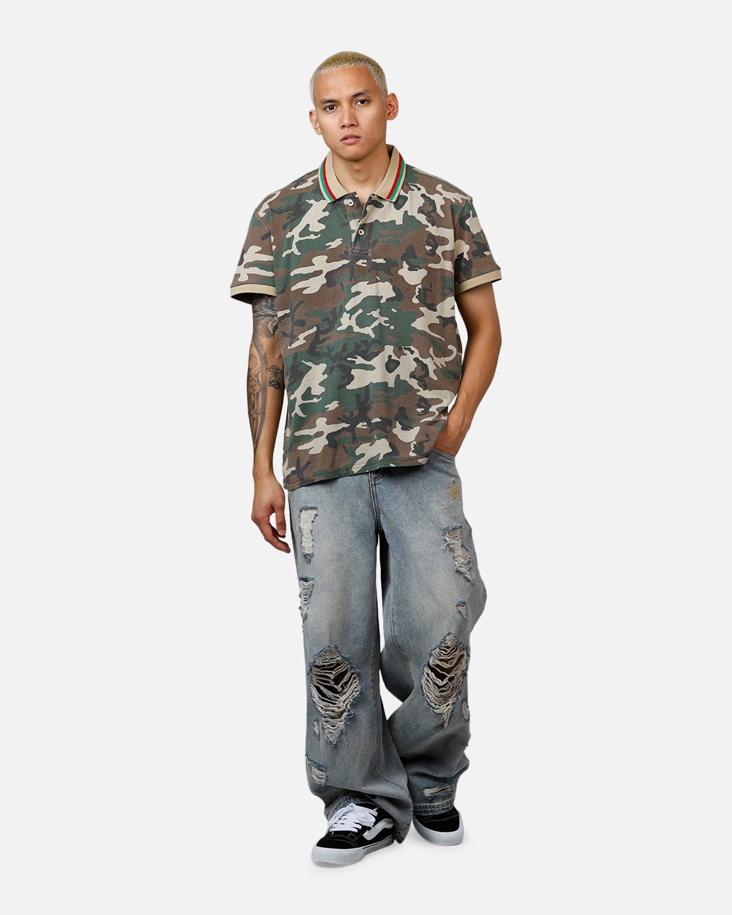XXIII Printed Polo Shirt Washed Camo