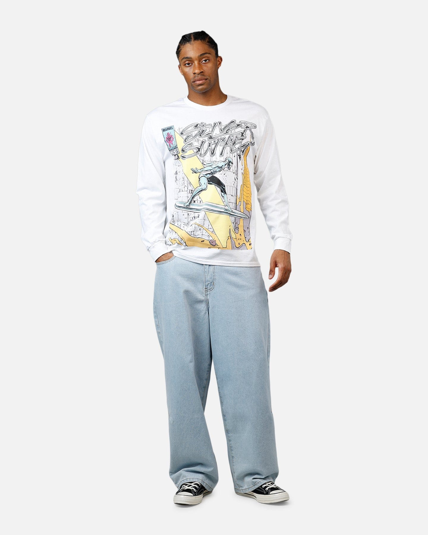 73Studio Marvel Silver Surfer Long Sleeve T-Shirt White