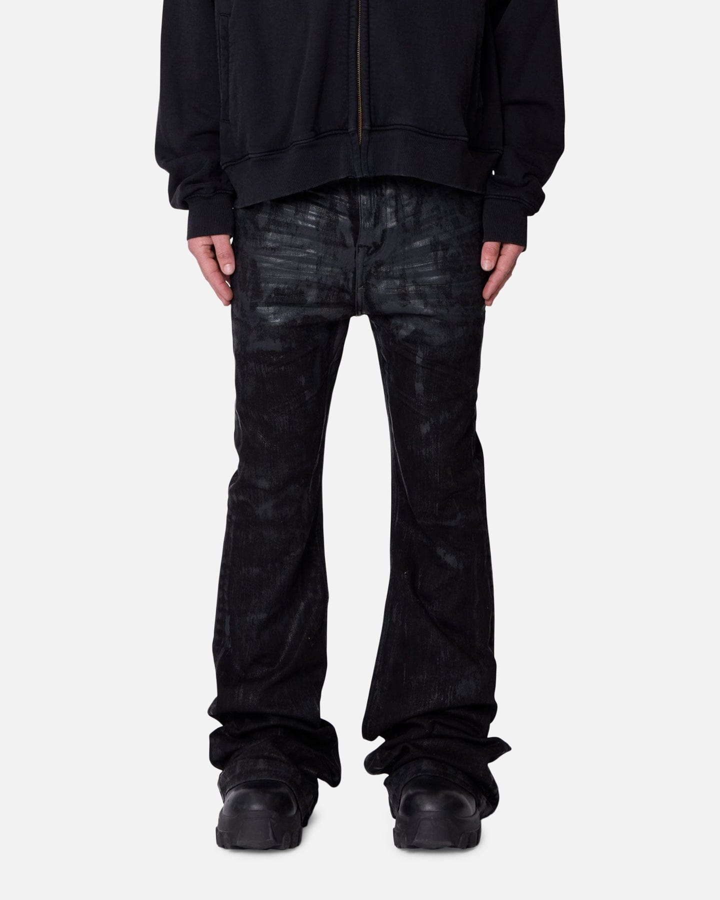 MNML Super Stacked Denim Jeans Washed Black