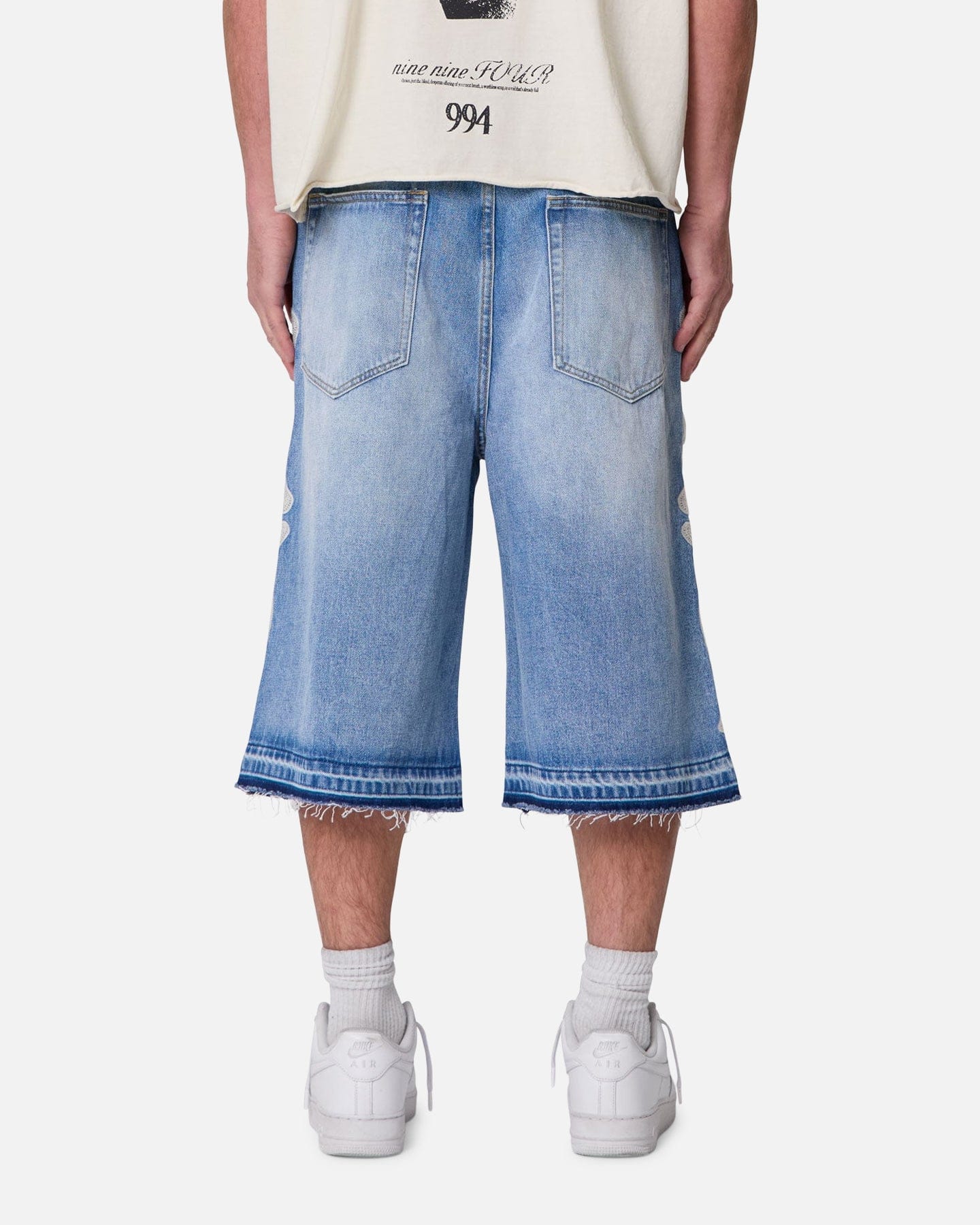 MNML Ultra Baggy Bone Denim Shorts Blue