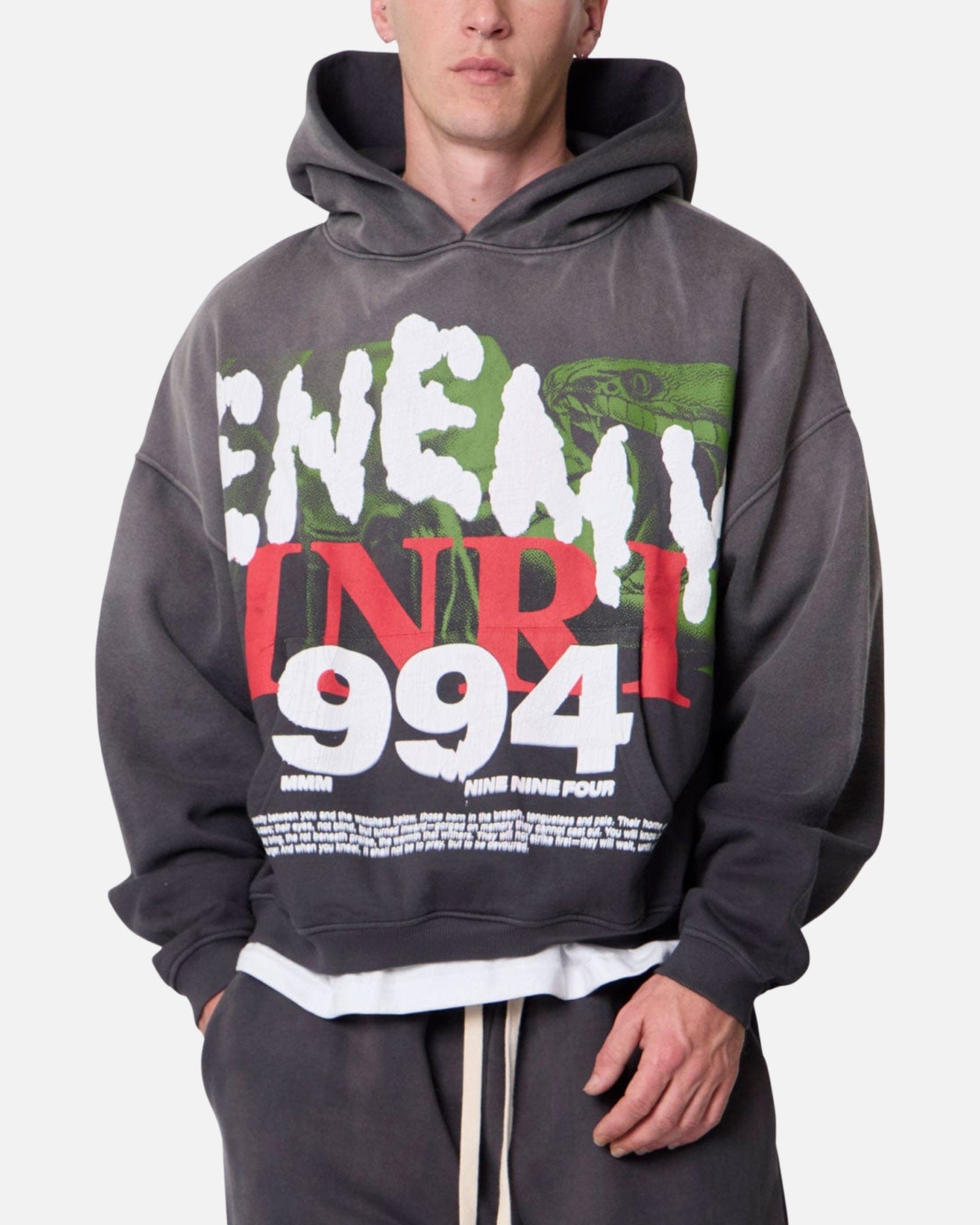 MNML Enemy Hoodie Washed Black