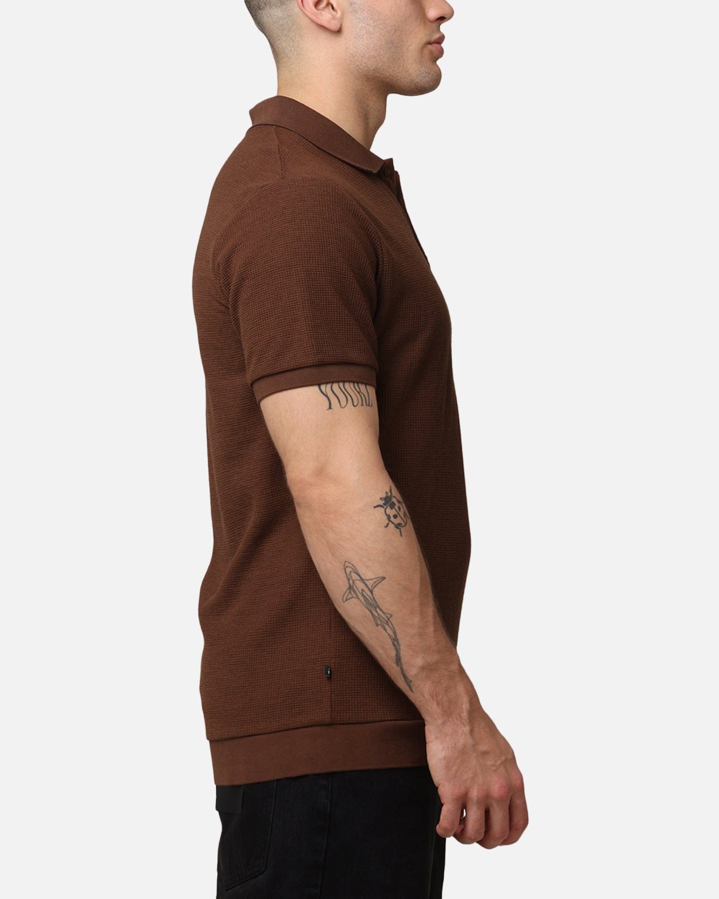 Saint Morta Waffle Polo Shirt Chocolate Brown