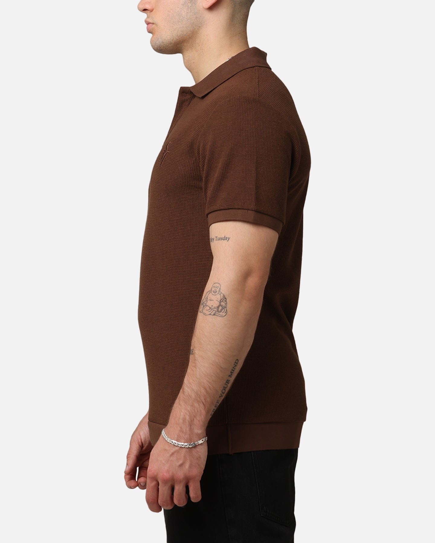 Saint Morta Waffle Polo Shirt Chocolate Brown