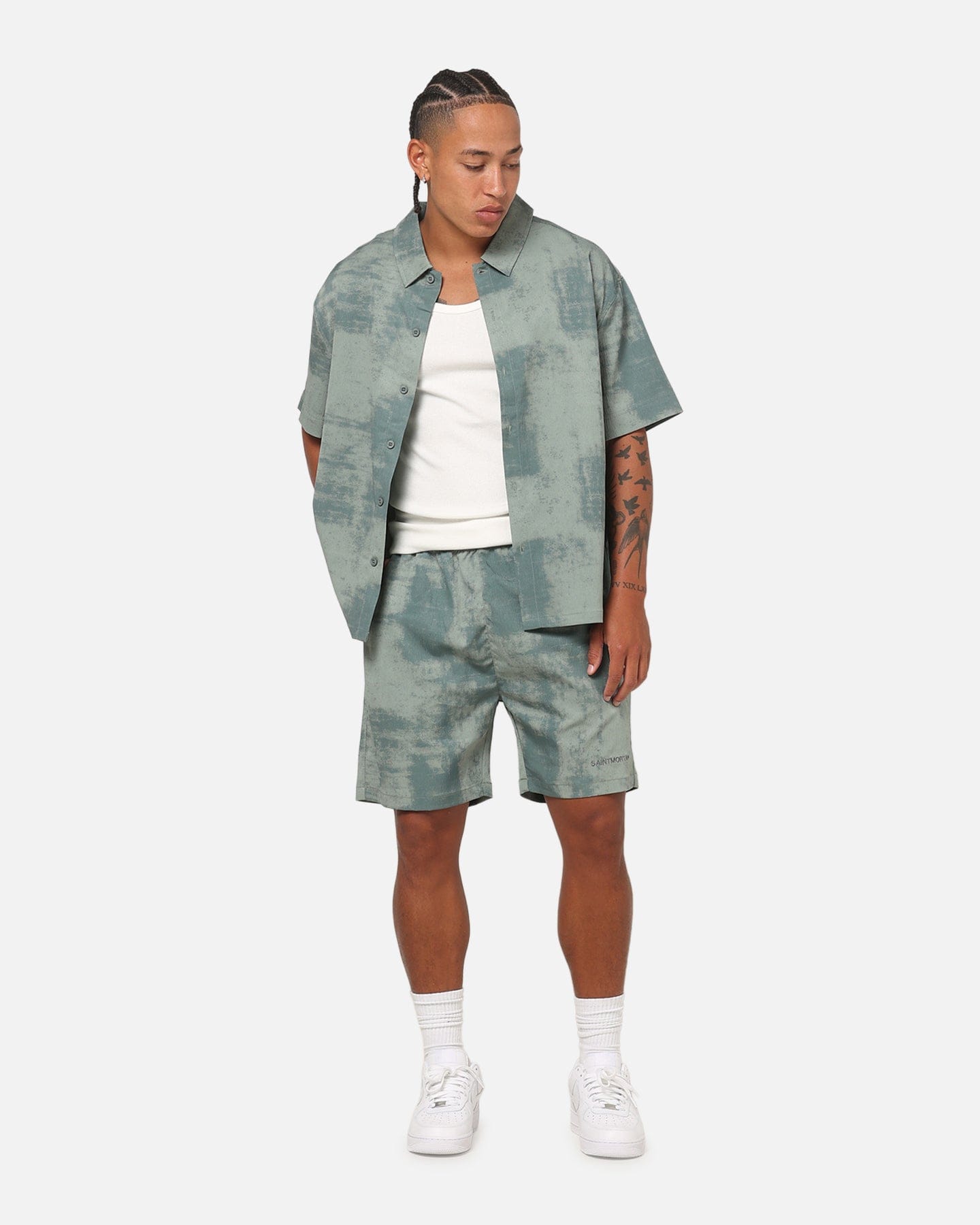 Saint Morta Solis Textured Button Up Shirt Petrol Green