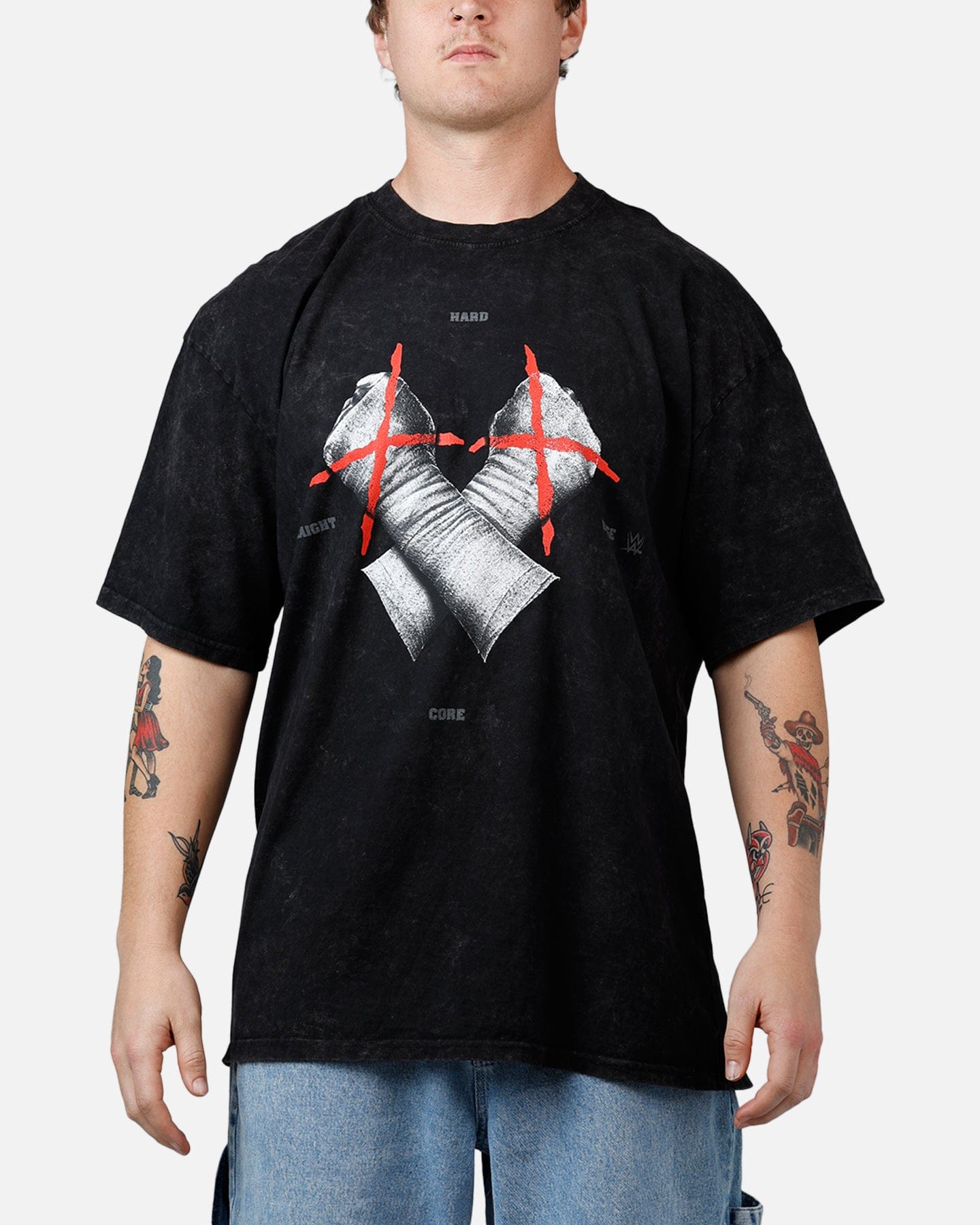 73Studio X WWE Wrestlemania 42 CM Punk T-Shirt Black Acidwash