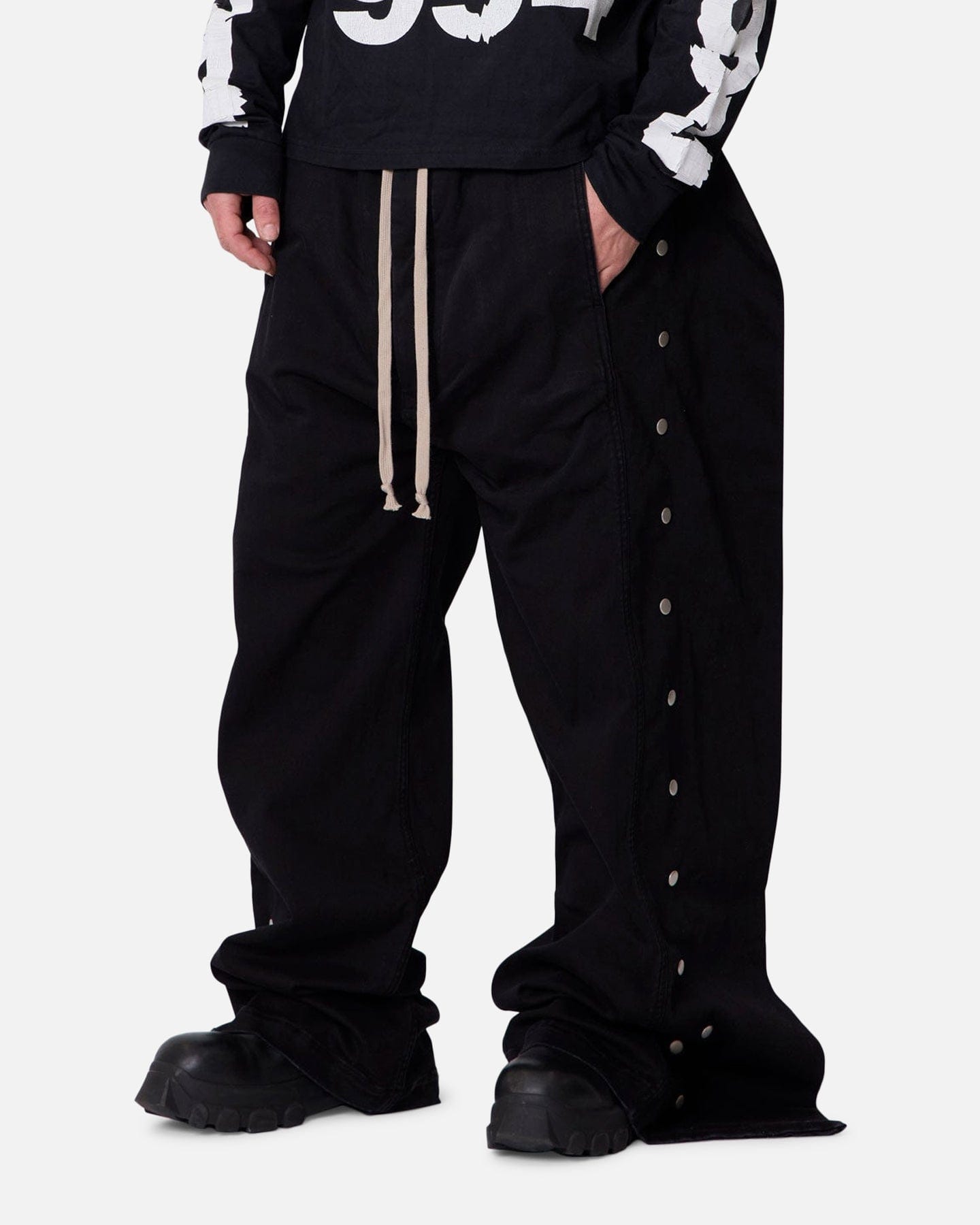 MNML Wide Panel Side Snap Pants Black