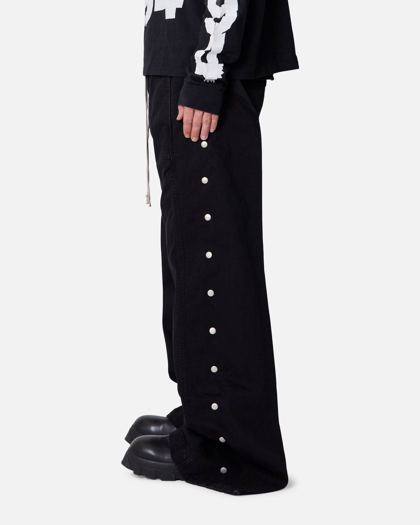 MNML Wide Panel Side Snap Pants Black
