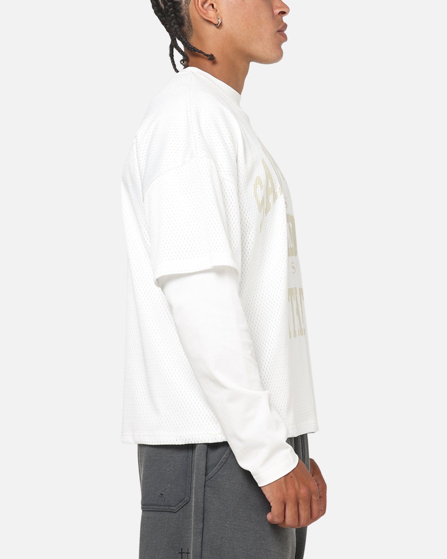 Saint Morta Athltc College Layered Long Sleeve T-Shirt Off White