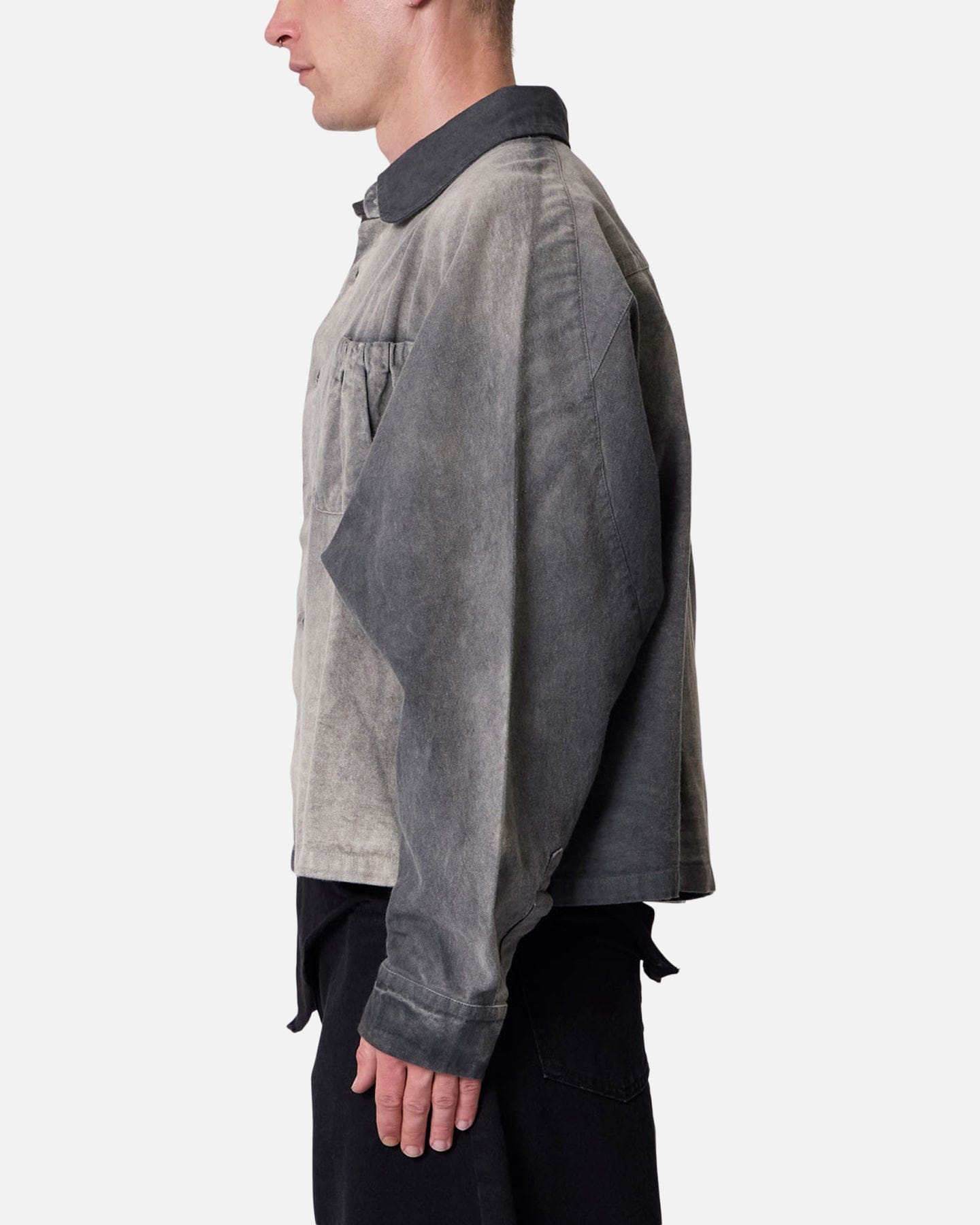 MNML Spray Denim Long Sleeve Shirt Washed Black