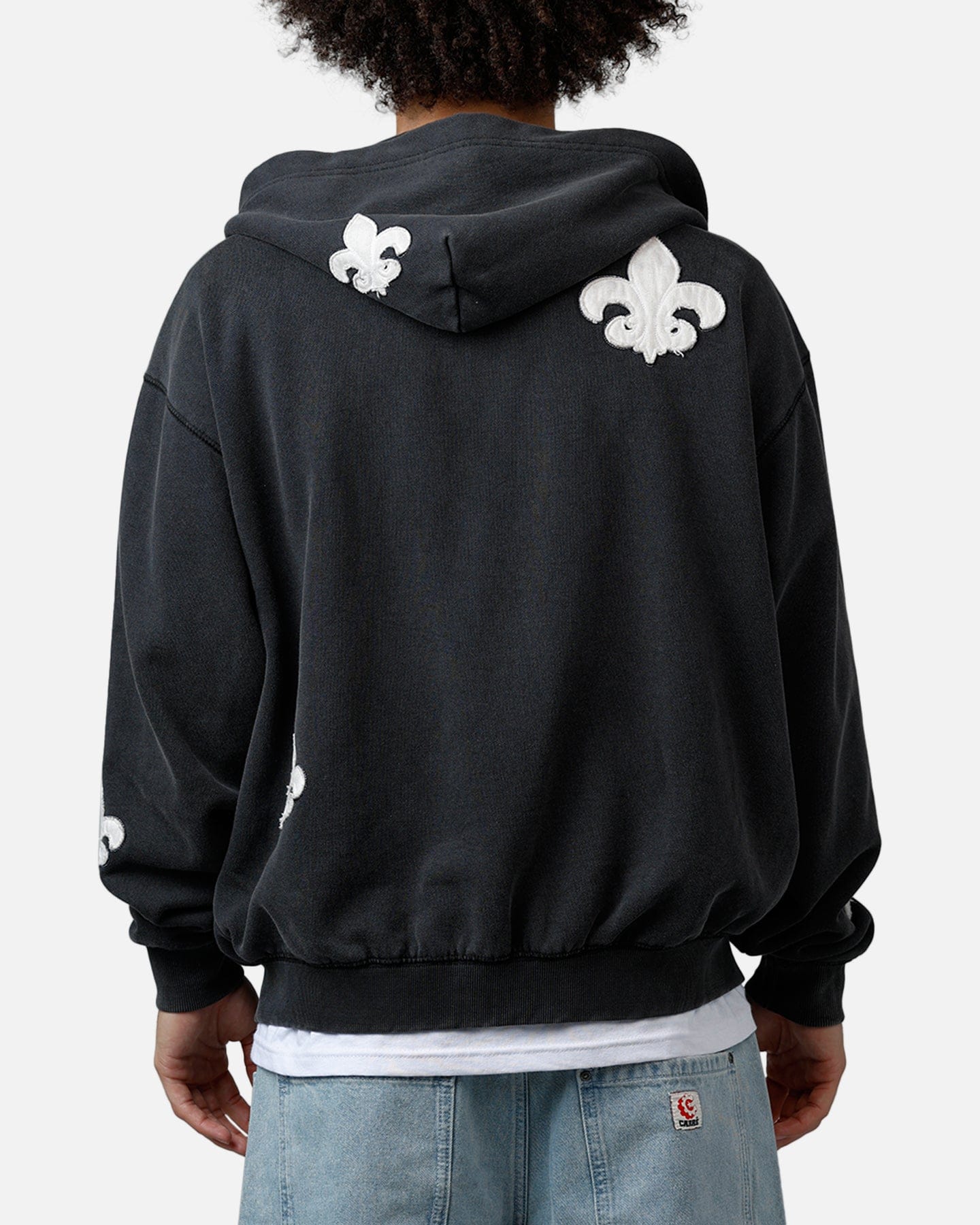MNML Fleur Zip Up Hoodie Washed Black