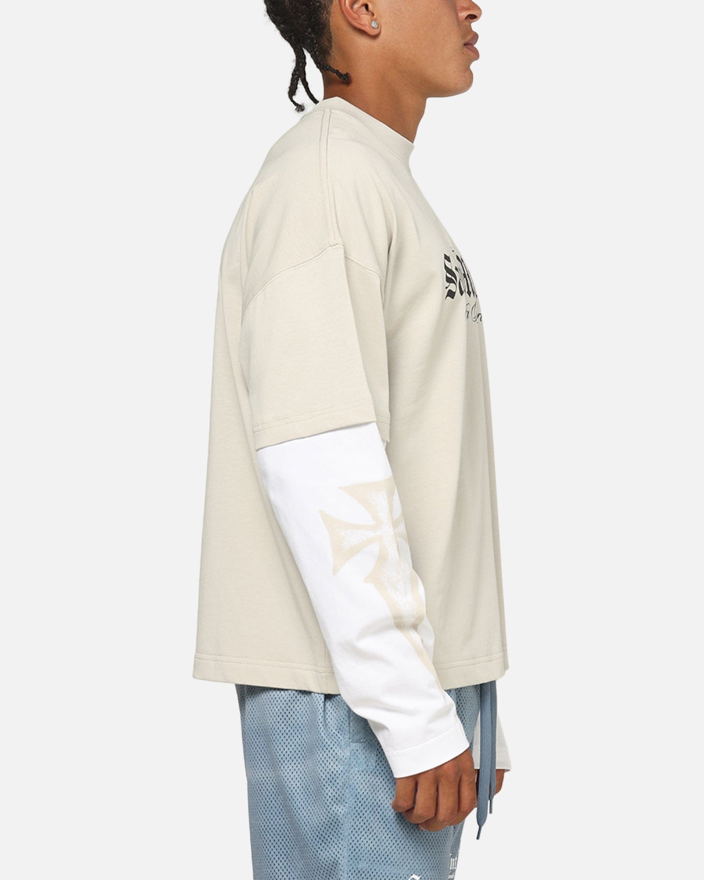 Saint Morta Muerte Layered Long Sleeve T-Shirt Stone/White