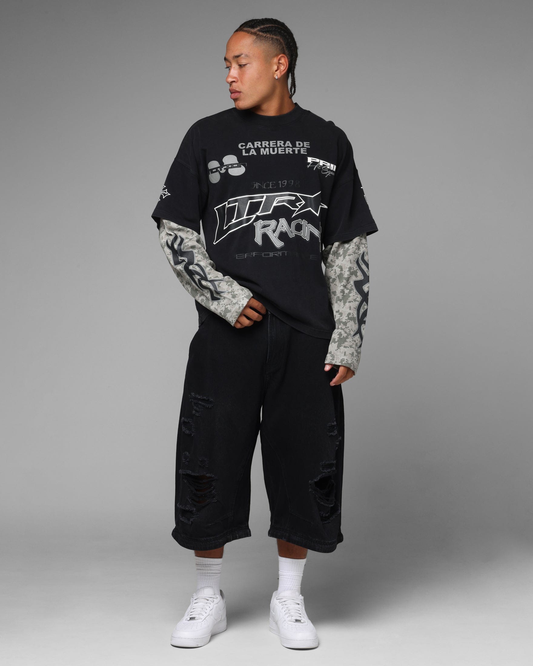Loiter Performance Layered Long Sleeve T-Shirt Black