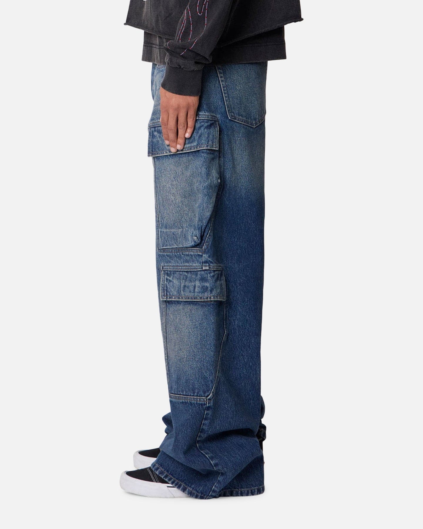 MNML Baggy Cargo Denim Pants Blue