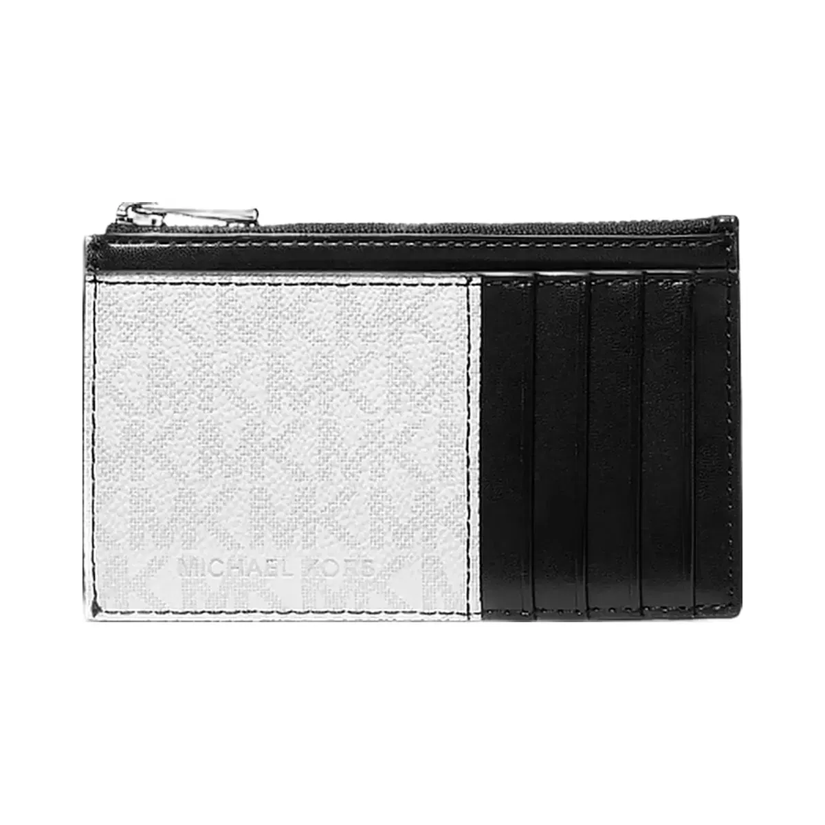 Michael Kors Cooper Slim Signature Logo Zip Wallet Bright Wht