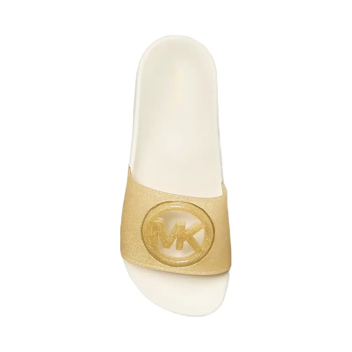 Michael Kors Penny Glitter Embellished PVC Slide Sandal Pale Gold