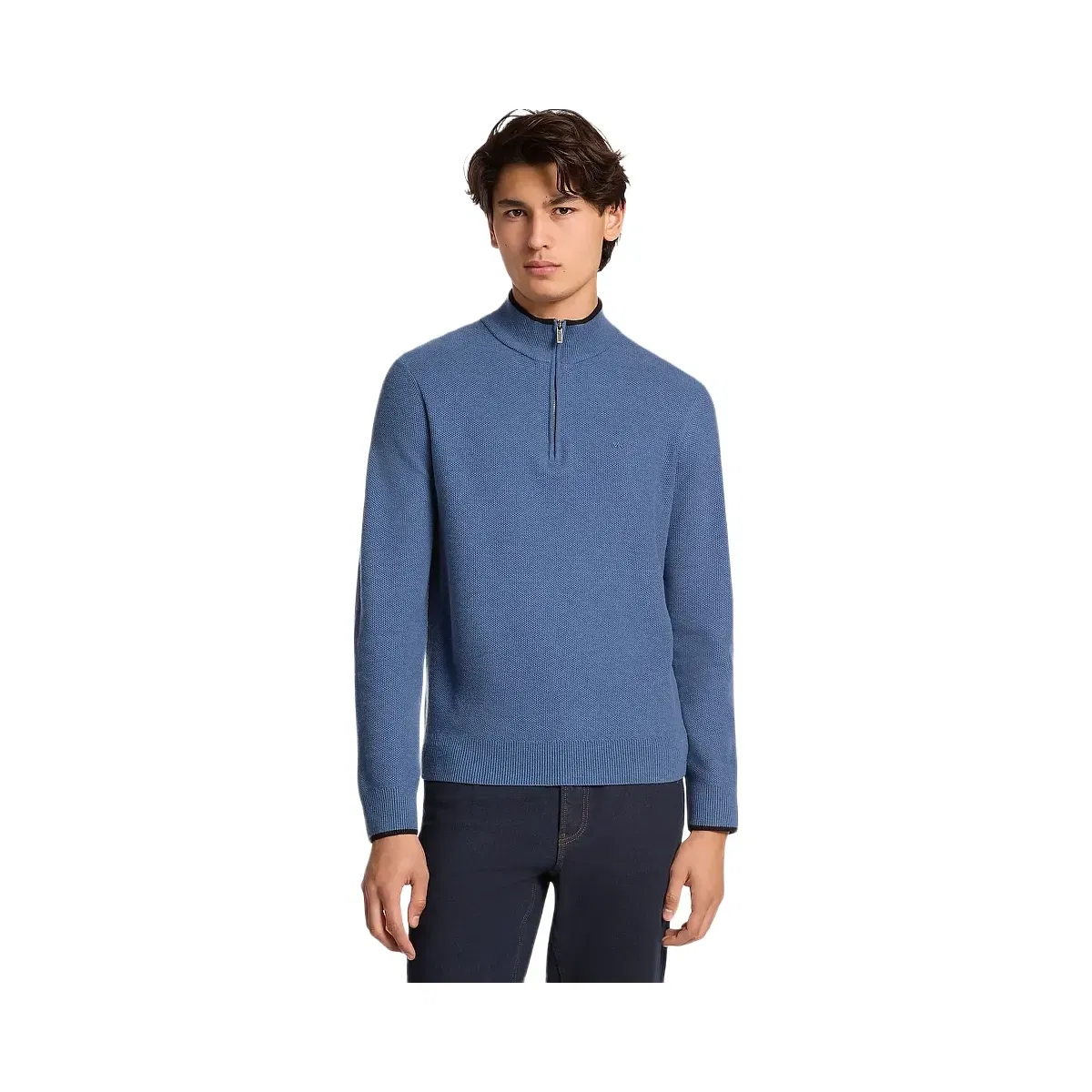 Michael Kors Wool Blend Quarter-Zip Sweater Denim