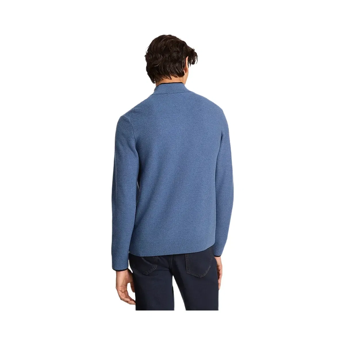 Michael Kors Wool Blend Quarter-Zip Sweater Denim