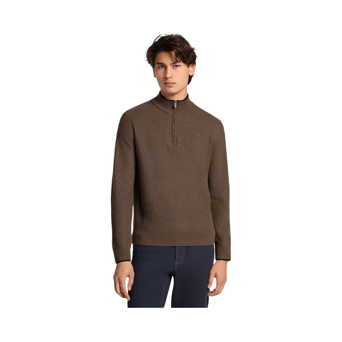 Michael Kors Wool Blend Quarter-Zip Sweater Mushroom