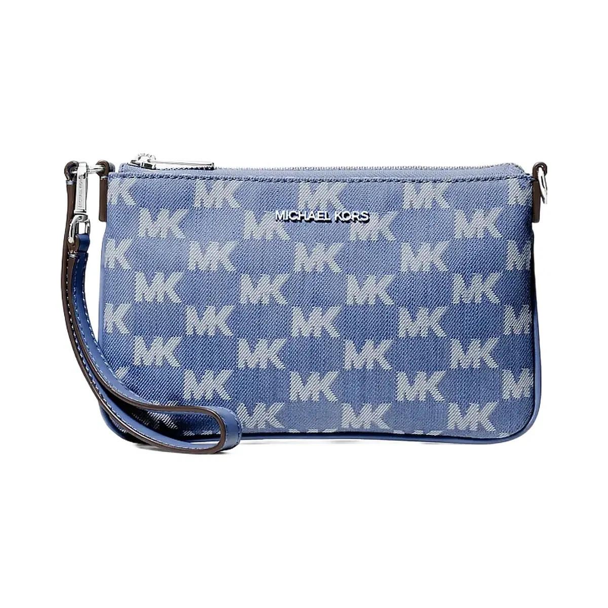 Michael Kors Jet Set Travel Small Logo Jacquard Denim Wristlet Denim