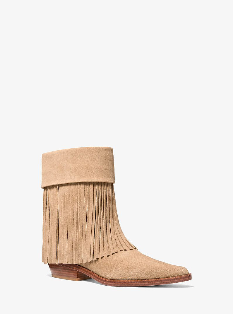 Michael Kors Nash Fringed Suede Boot Camel