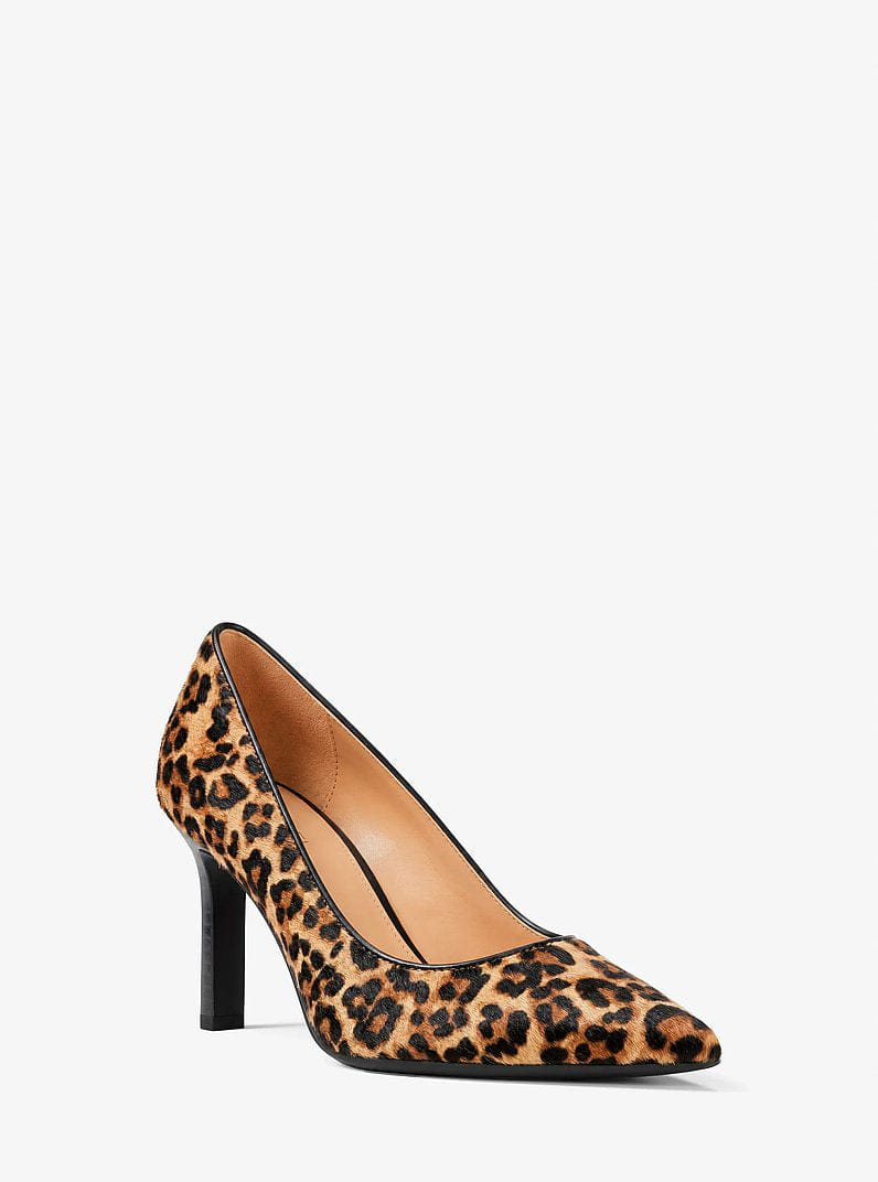 Michael Kors Willa Flex Leopard Print Calf Hair Pump Dk Camel Mlt
