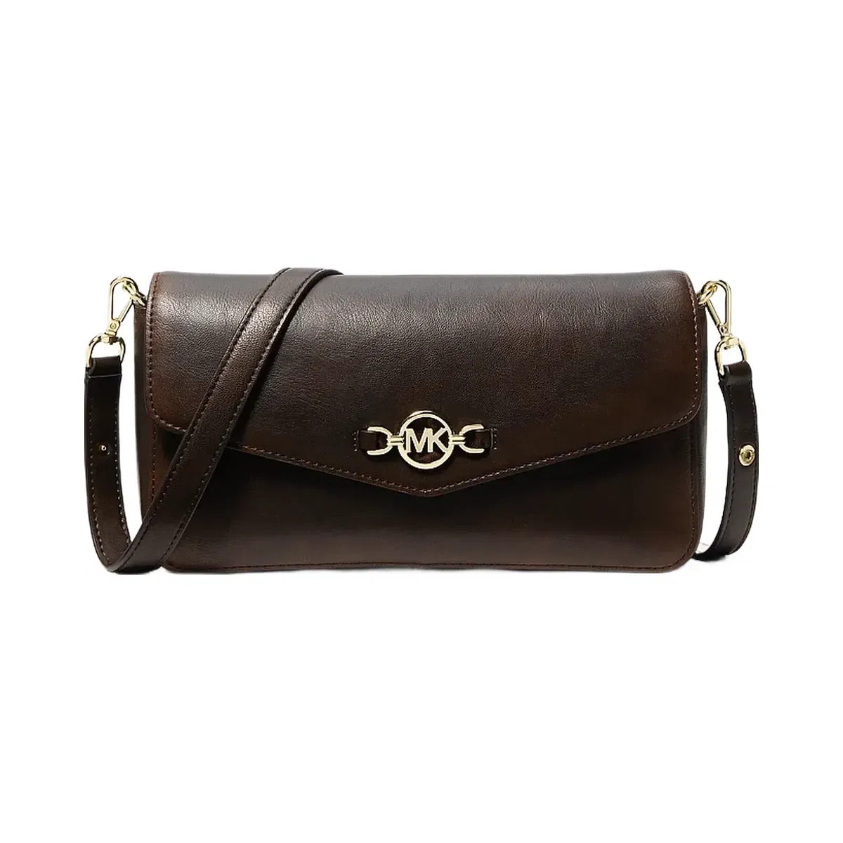 Michael Kors Kacey Medium Burnished Shoulder Bag Chocolate