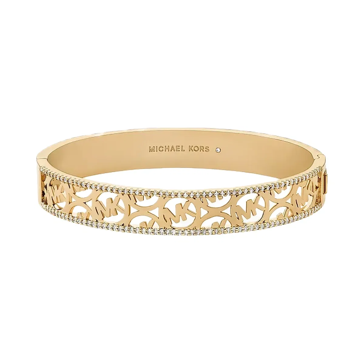 Michael Kors Pavé Perforated Logo Bangle Gold