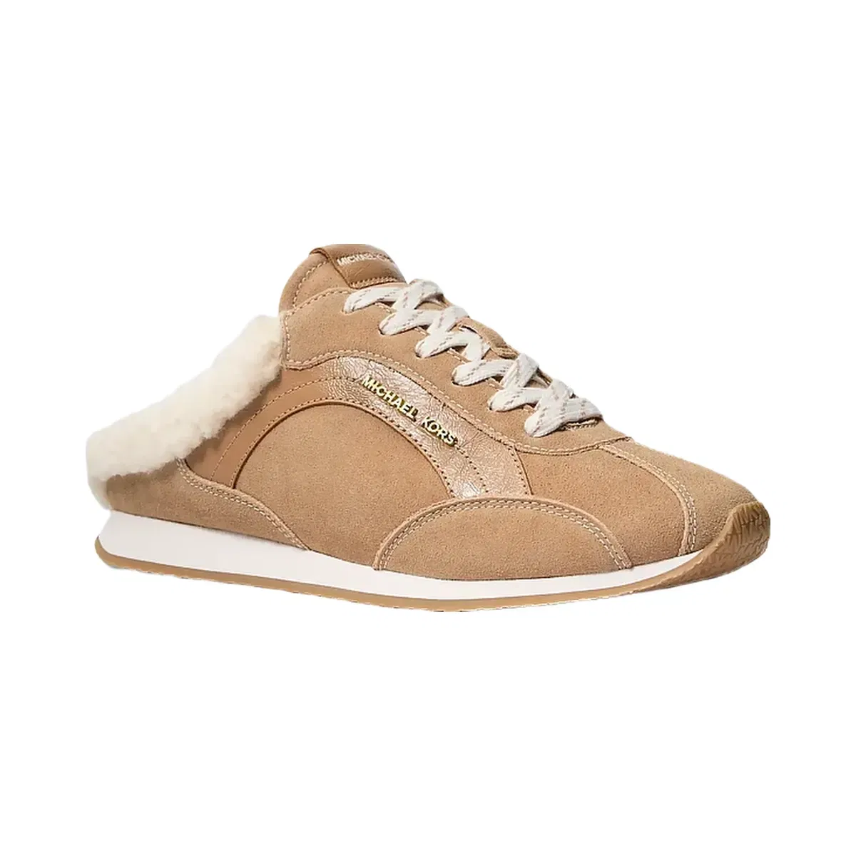 Michael Kors Avi Faux Shearling Trim Slip-On Sneaker Camel