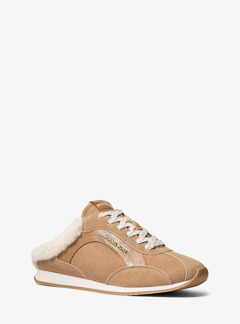 Michael Kors Avi Faux Shearling Trim Slip-On Sneaker Camel