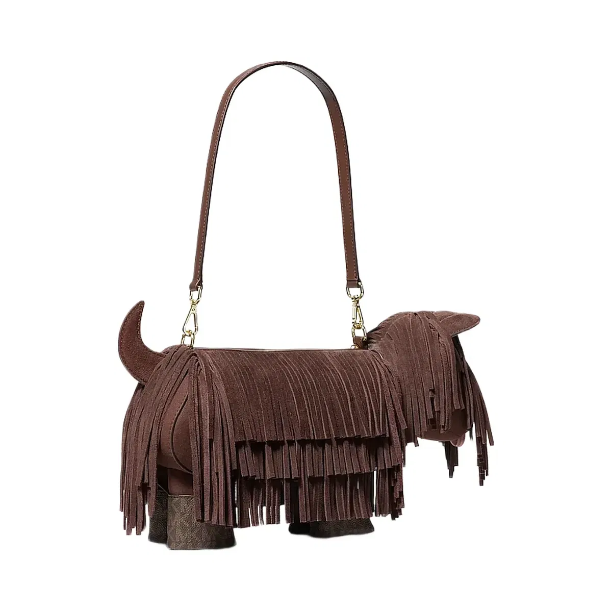 Michael Kors Scottie Dog Small Suede Shoulder Bag Nutmeg