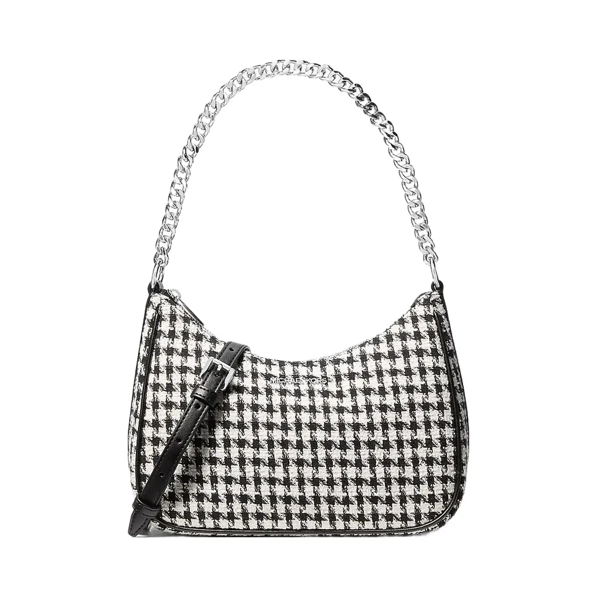Michael Kors Jet Set Travel Houndstooth Woven Convertible Pochette Black/Light Cream