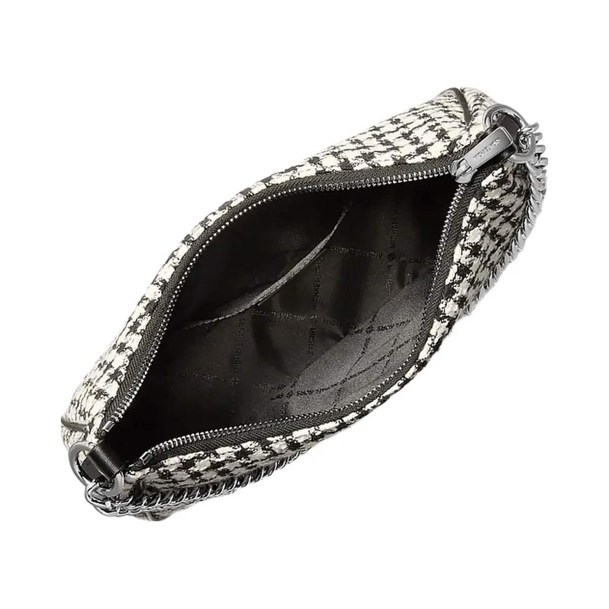 Michael Kors Jet Set Travel Houndstooth Woven Convertible Pochette Black/Light Cream