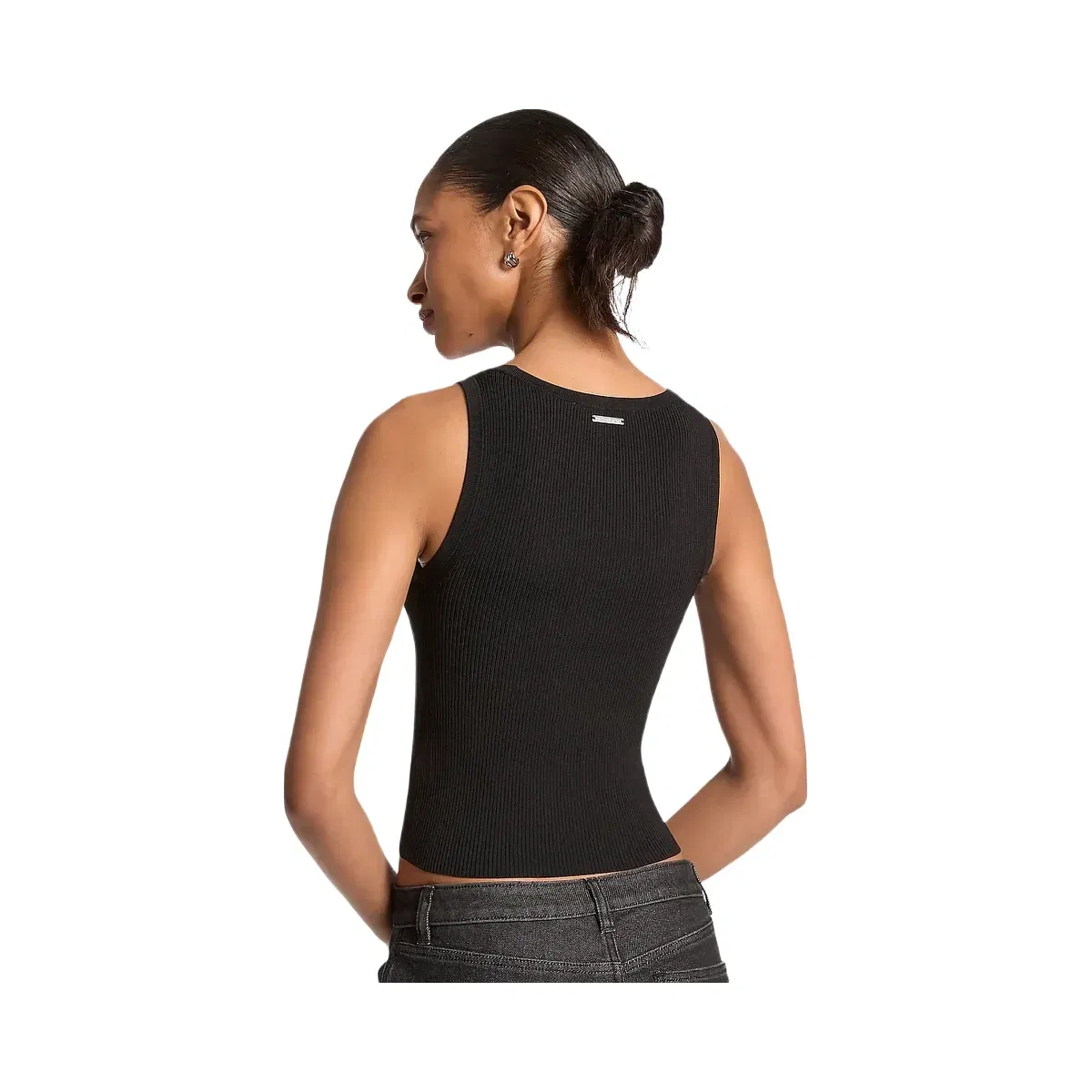 Michael Kors Ribbed Viscose Tank Top Black