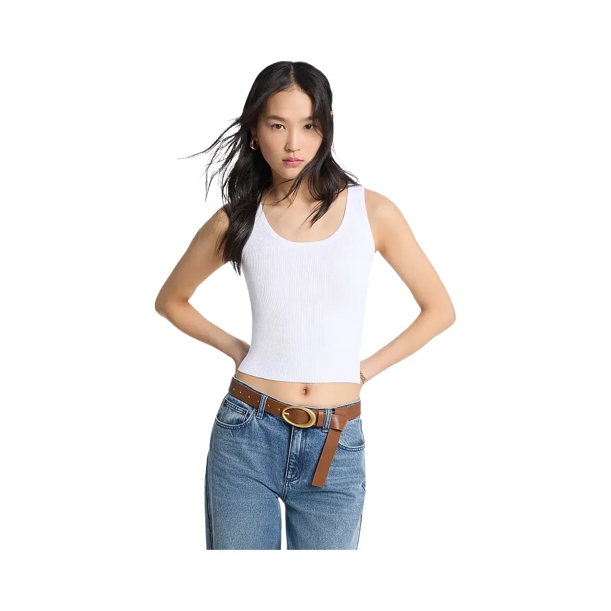 Michael Kors Ribbed Viscose Tank Top White