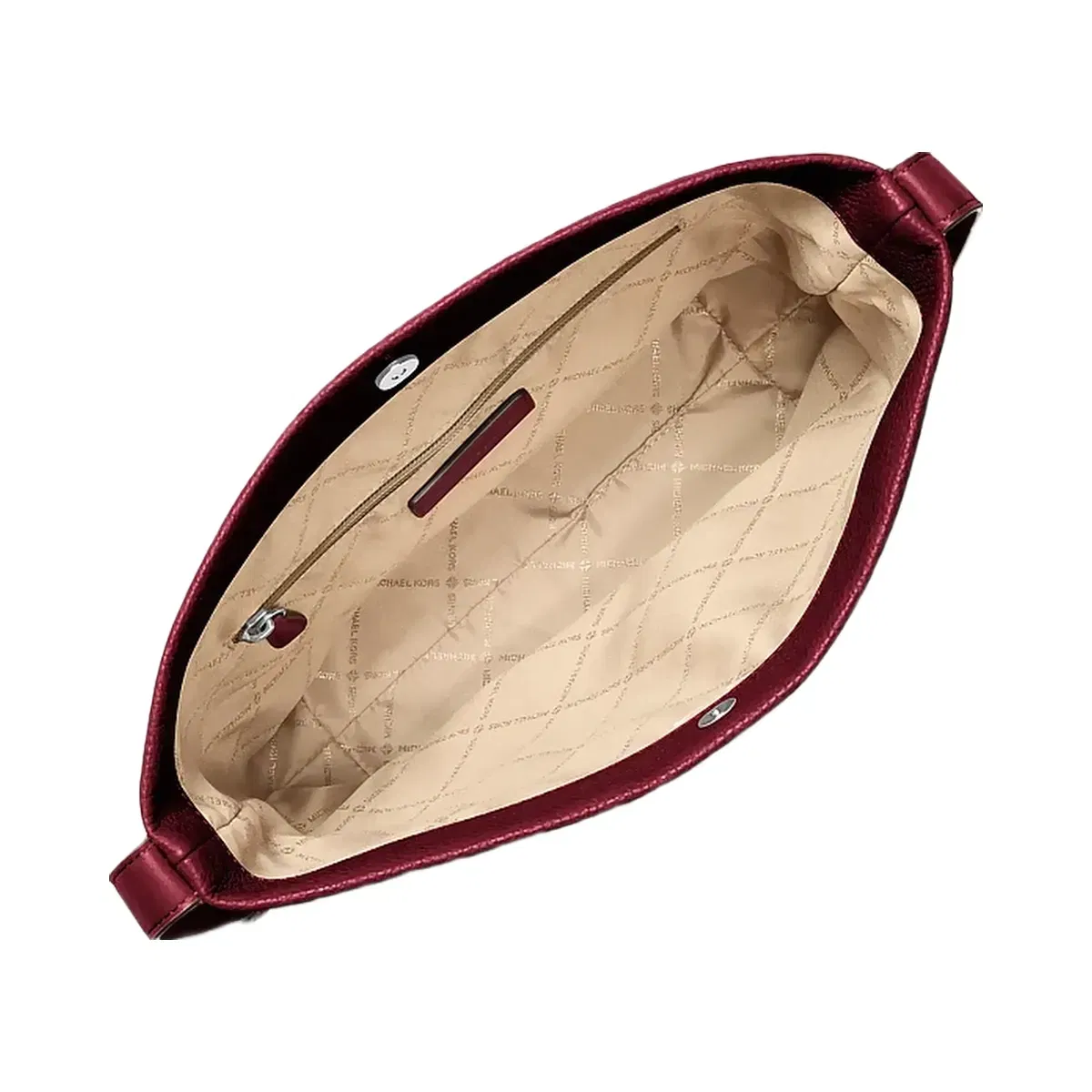 Michael Kors Roey Medium Pebbled Leather Bucket Messenger Bag Maroon