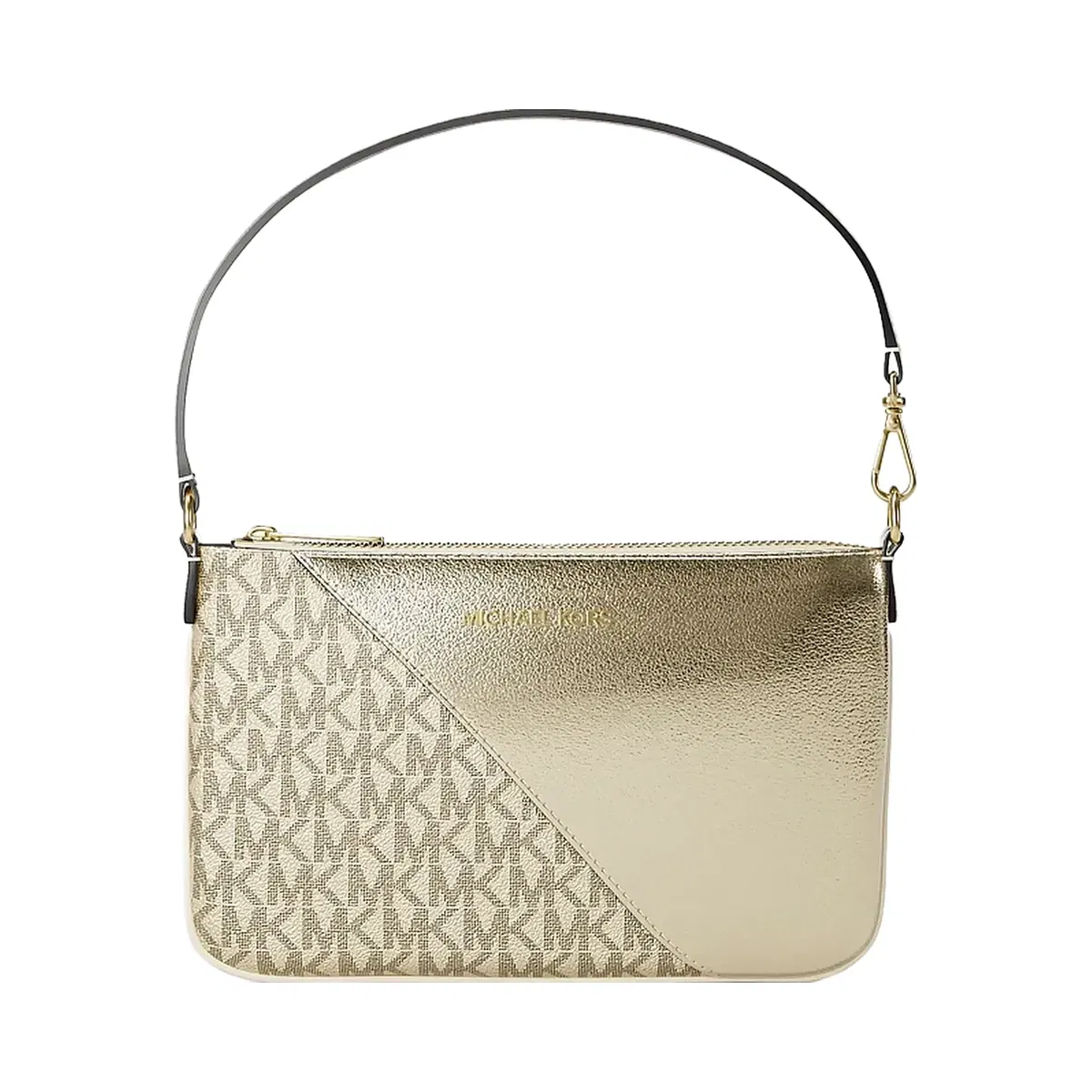 Michael Kors Jet Set Travel Metallic and Signature Logo Wristlet Pale Gold