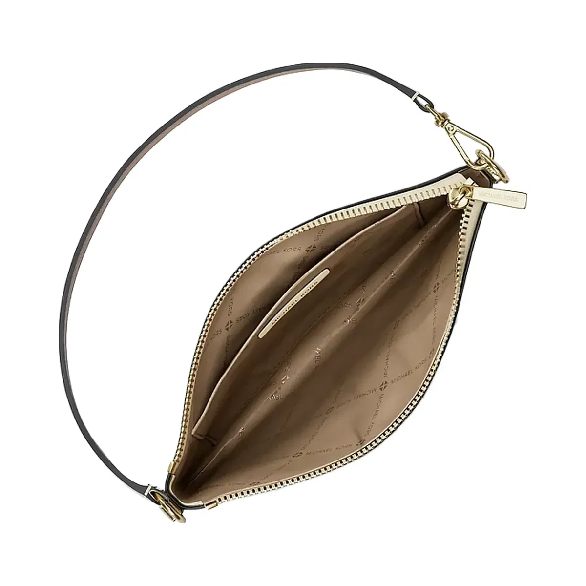 Michael Kors Jet Set Travel Metallic and Signature Logo Wristlet Pale Gold