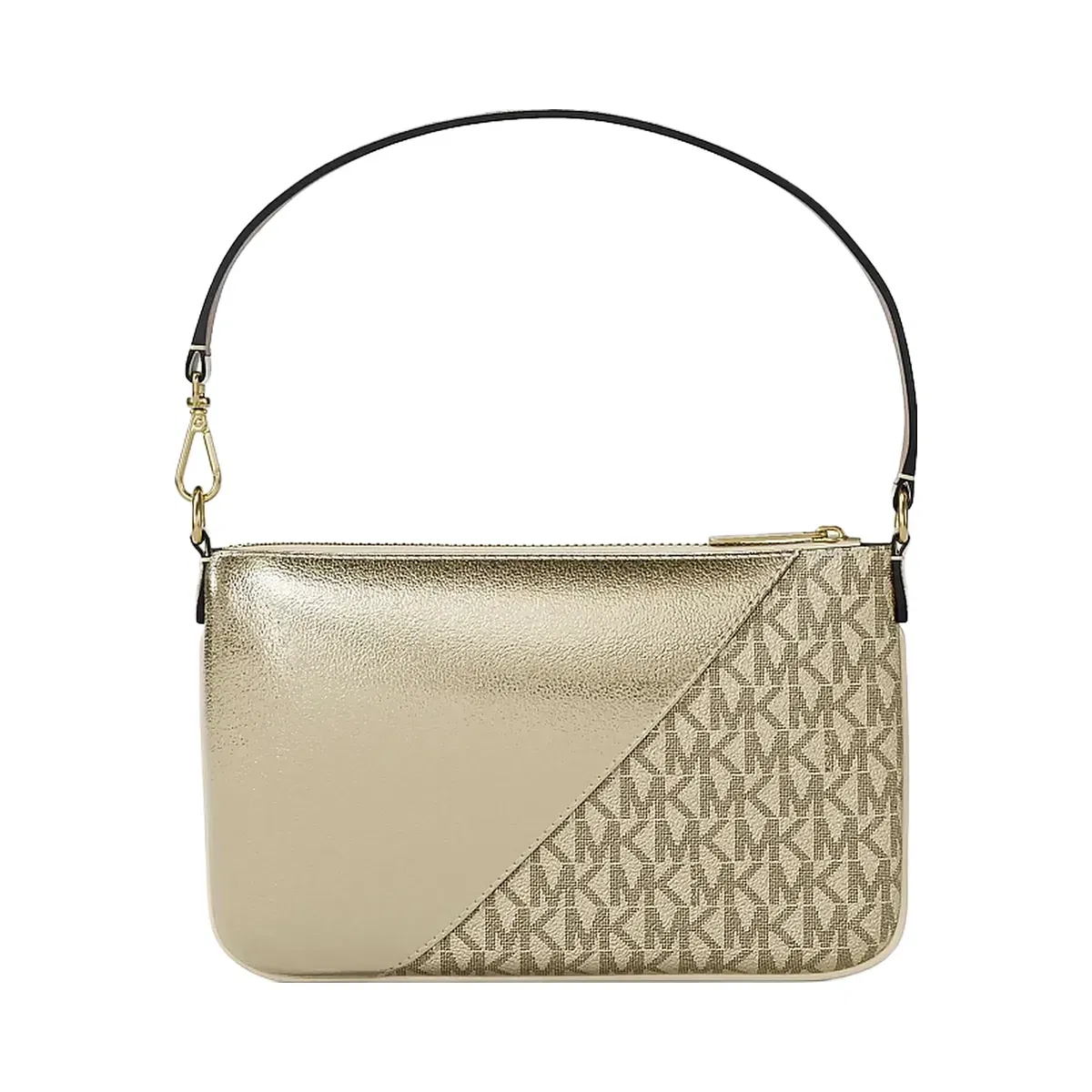 Michael Kors Jet Set Travel Metallic and Signature Logo Wristlet Pale Gold