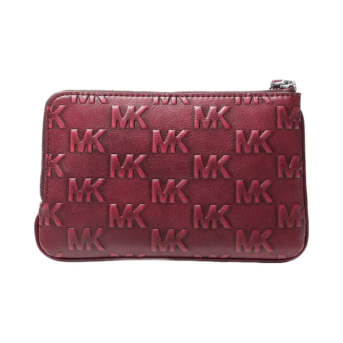 Michael Kors Jet Set Travel Small Burnished Logo Embossed Wristlet Maroon