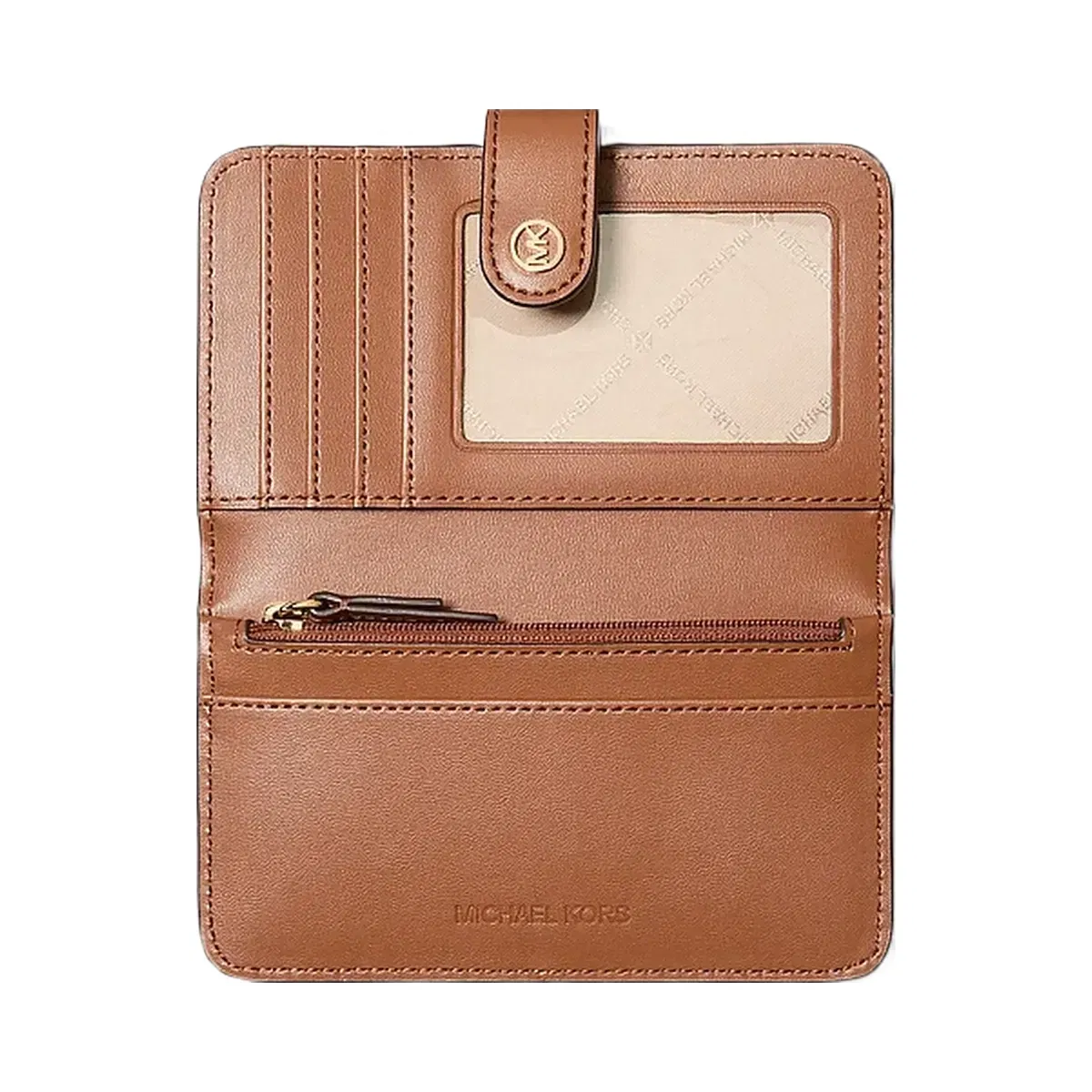 Michael Kors Jet Set Travel Medium Signature Logo Billfold Wallet Brown