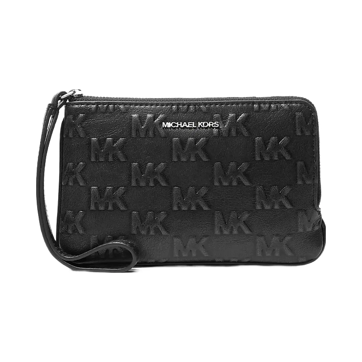 Michael Kors Jet Set Travel Small Burnished Logo Embossed Wristlet Black