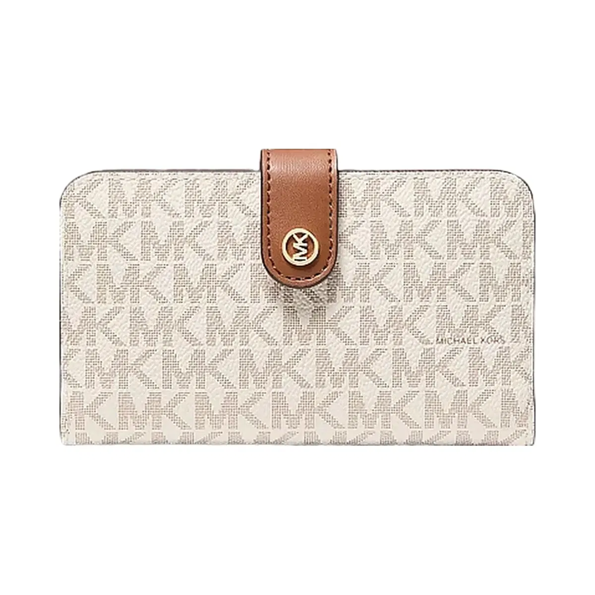 Michael Kors Jet Set Travel Medium Signature Logo Billfold Wallet Vanilla