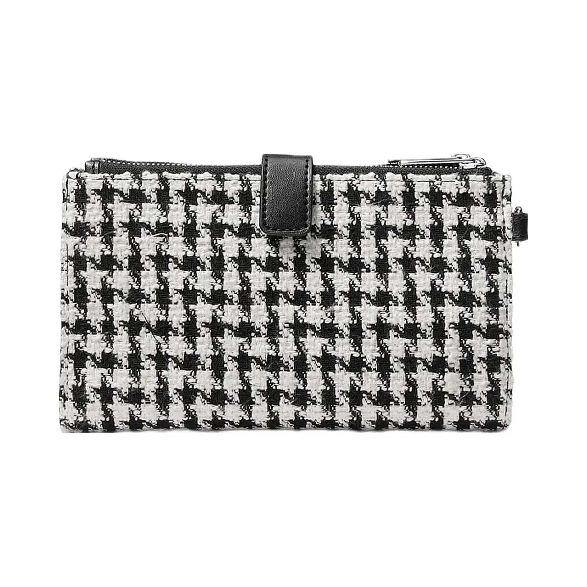 Michael Kors Jet Set Travel Houndstooth Woven Wristlet Black/Light Cream