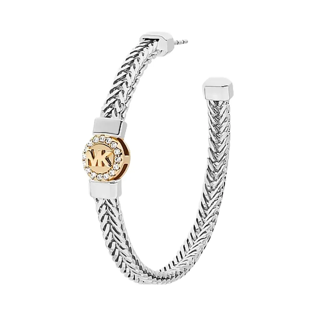 Michael Kors Pavé Logo Foxtail Chain Hoop Earrings Two Tone