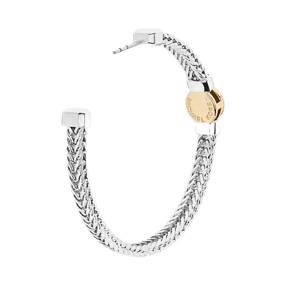 Michael Kors Pavé Logo Foxtail Chain Hoop Earrings Two Tone