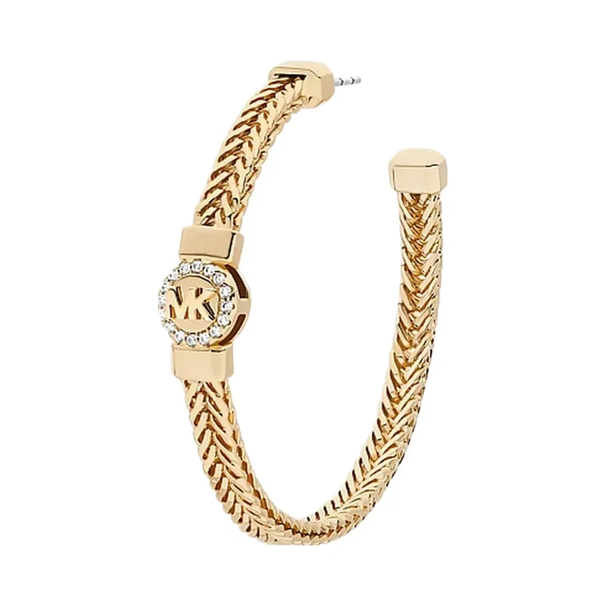 Michael Kors Pavé Logo Foxtail Chain Hoop Earrings Gold
